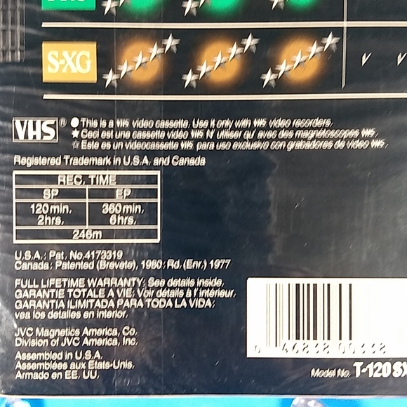 Factory Sealed JVC 120SX VHS Cassette - Picture 5 of 7